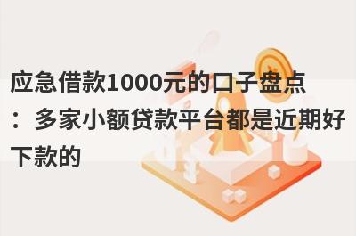 应急借款1000元的口子盘点：多家小额贷款平台都是近期好下款的