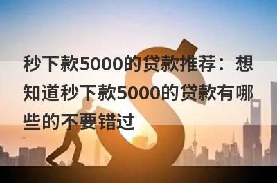 秒下款5000的贷款推荐：想知道秒下款5000的贷款有哪些的不要错过！