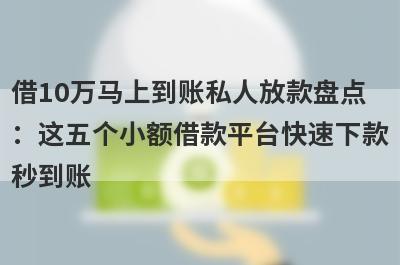 借10万马上到账私人放款盘点：这五个小额借款平台快速下款秒到账！