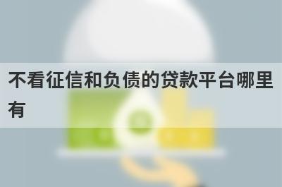 不看征信和负债的贷款平台哪里有？这几个小额度贷款都不错