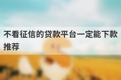不看征信的贷款平台一定能下款推荐，想知道不看征信的贷款平台一定能下款有哪些的不要错过！