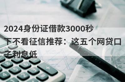 2024身份证借款3000秒下不看征信推荐：这五个网贷口子利息低，秒下款！