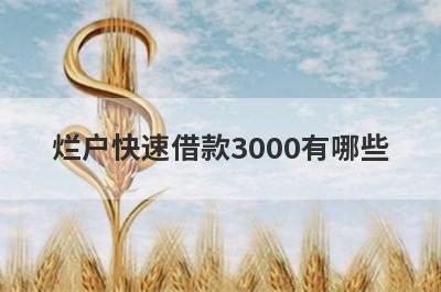 烂户快速借款3000有哪些？这几个烂户也能秒下3000