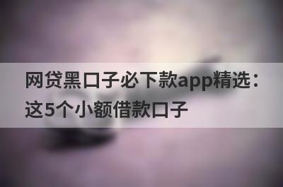 网贷黑口子必下款app精选：这5个小额借款口子，轻松借到急需资金！