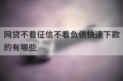 网贷不看征信不看负债快速下款的有哪些？身份证借款3000秒下不看征信