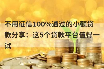 不用征信100%通过的小额贷
款分享：这5个贷款平台值得一
试
