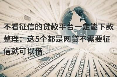 不看征信的贷款平台一定能下款整理：这5个都是网贷不需要征信就可以借
