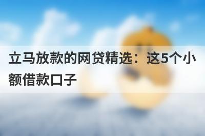 立马放款的网贷精选：这5个小额借款口子，轻松借到急需资金！