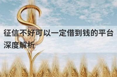征信不好可以一定借到钱的平台深度解析，这5个小额贷款平台，不仅简单还好通过！