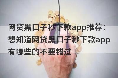 网贷黑口子秒下款app推荐：想知道网贷黑口子秒下款app有哪些的不要错过！