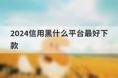 2024信用黑什么平台最好下款？精选5个信用不怎么好必下款平台