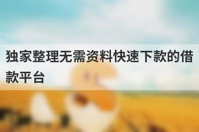 独家整理无需资料快速下款的借
款平台
