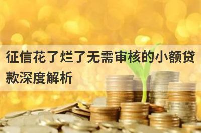 征信花了烂了无需审核的小额贷款深度解析，这5个小额贷款平台，不仅简单还好通过！