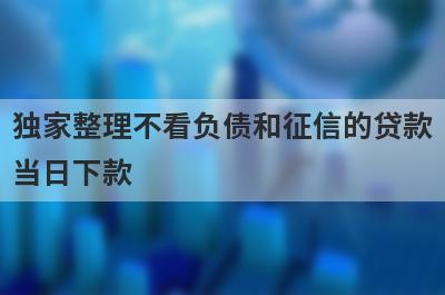独家整理不看负债和征信的贷款当日下款，这5个网贷口子更好下款，秒到账！