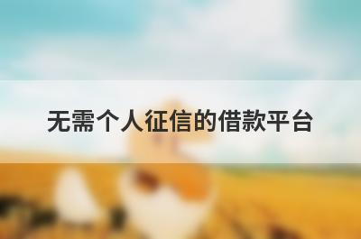 无需个人征信的借款平台