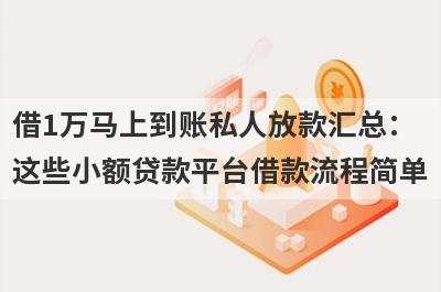 借1万马上到账私人放款汇总：
这些小额贷款平台借款流程简单
