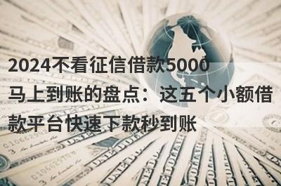2024不看征信借款5000
马上到账的盘点：这五个小额借
款平台快速下款秒到账
