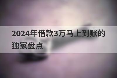 2024年借款3万马上到账的独家盘点，这几个2024年借款3万马上到账的快速下款秒到账！
