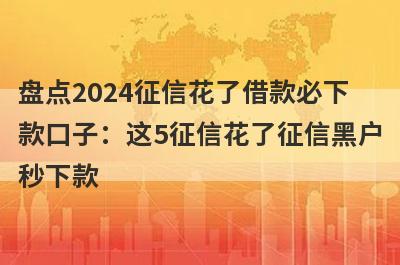 盘点2024征信花了借款必下
款口子：这5征信花了征信黑户
秒下款

