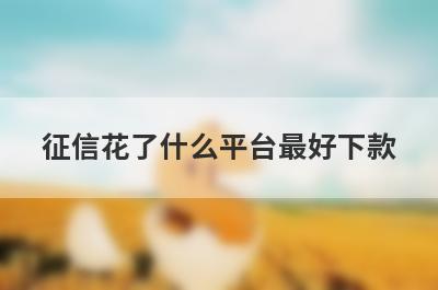 征信花了什么平台最好下款