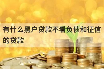 有什么黑户贷款不看负债和征信的贷款 盘点5个黑户贷款不看负债和征信的贷款