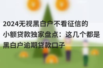 2024无视黑白户不看征信的
小额贷款独家盘点：这几个都是
黑白户逾期贷款口子

