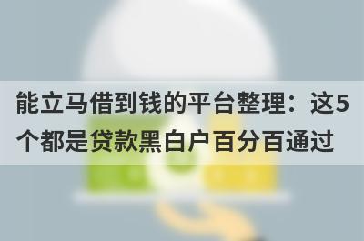 能立马借到钱的平台整理：这5个都是贷款黑白户百分百通过