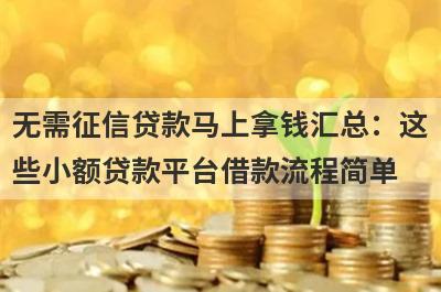 无需征信贷款马上拿钱汇总：这些小额贷款平台借款流程简单，放款快速！