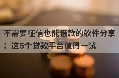 不需要征信也能借款的软件分享：这5个贷款平台值得一试！