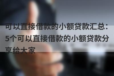 可以直接借款的小额贷款汇总：5个可以直接借款的小额贷款分享给大家！