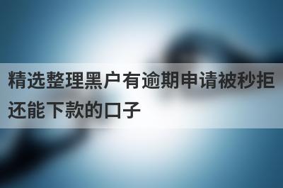 精选整理黑户有逾期申请被秒拒还能下款的口子 这5个平台好通过秒下款
