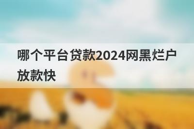 哪个平台贷款2024网黑烂户放款快，这几个口子容易通过秒下款？