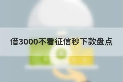 借3000不看征信秒下款盘点 汇总5个app好下款，秒到账