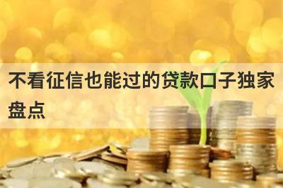 不看征信也能过的贷款口子独家
盘点
