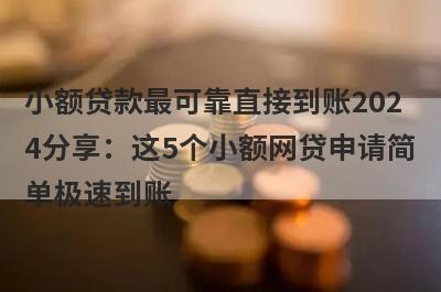 小额贷款最可靠直接到账2024分享：这5个小额网贷申请简单极速到账！