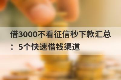 借3000不看征信秒下款汇总：5个快速借钱渠道，轻松解决急需用钱！