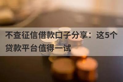 不查征信借款口子分享：这5个贷款平台值得一试！