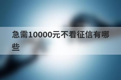 急需10000元不看征信有哪些？盘点5个借3万马上到账私人放款