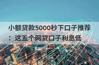 小额贷款5000秒下口子推荐：这五个网贷口子利息低，秒下款！