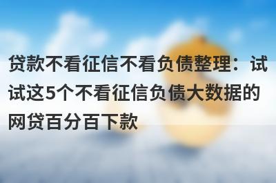 贷款不看征信不看负债整理：试试这5个不看征信负债大数据的网贷百分百下款