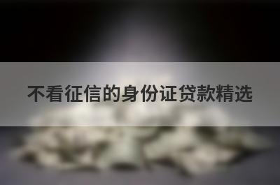 不看征信的身份证贷款精选 这5个口子无回访秒到账