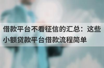 借款平台不看征信的汇总：这些小额贷款平台借款流程简单，放款快速！