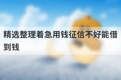 精选整理着急用钱征信不好能借
到钱
