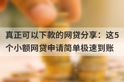真正可以下款的网贷分享：这5个小额网贷申请简单极速到账！