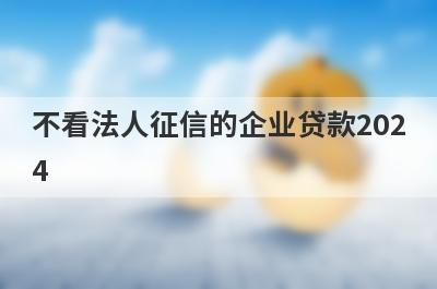 不看法人征信的企业贷款2024（不查征信的贷款）