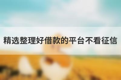 精选整理好借款的平台不看征信，这5个小额贷款平台更容易借款！