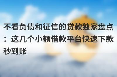 不看负债和征信的贷款独家盘点：这几个小额借款平台快速下款秒到账！