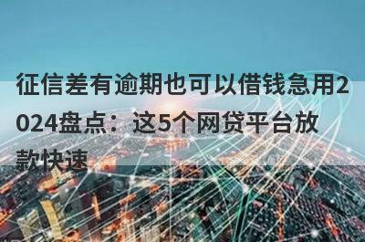 征信差有逾期也可以借钱急用2024盘点：这5个网贷平台放款快速，可以迅速解决资金需求！