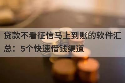 贷款不看征信马上到账的软件汇总：5个快速借钱渠道，轻松解决急需用钱！