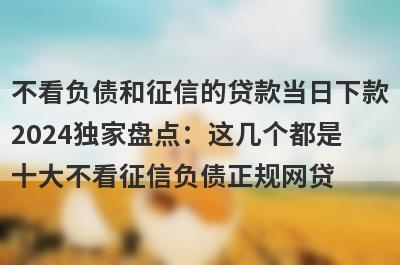 不看负债和征信的贷款当日下款2024独家盘点：这几个都是十大不看征信负债正规网贷